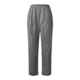 thumbnail image 2 of Fulijie Solid Color Leisure Plus Pants for Women, Size XS-6XL, Big&Tall, Gray, Women Fashion Solid Color Cotton Flax Elastic Long Pants Beach Leisure Trousers, 2 of 6