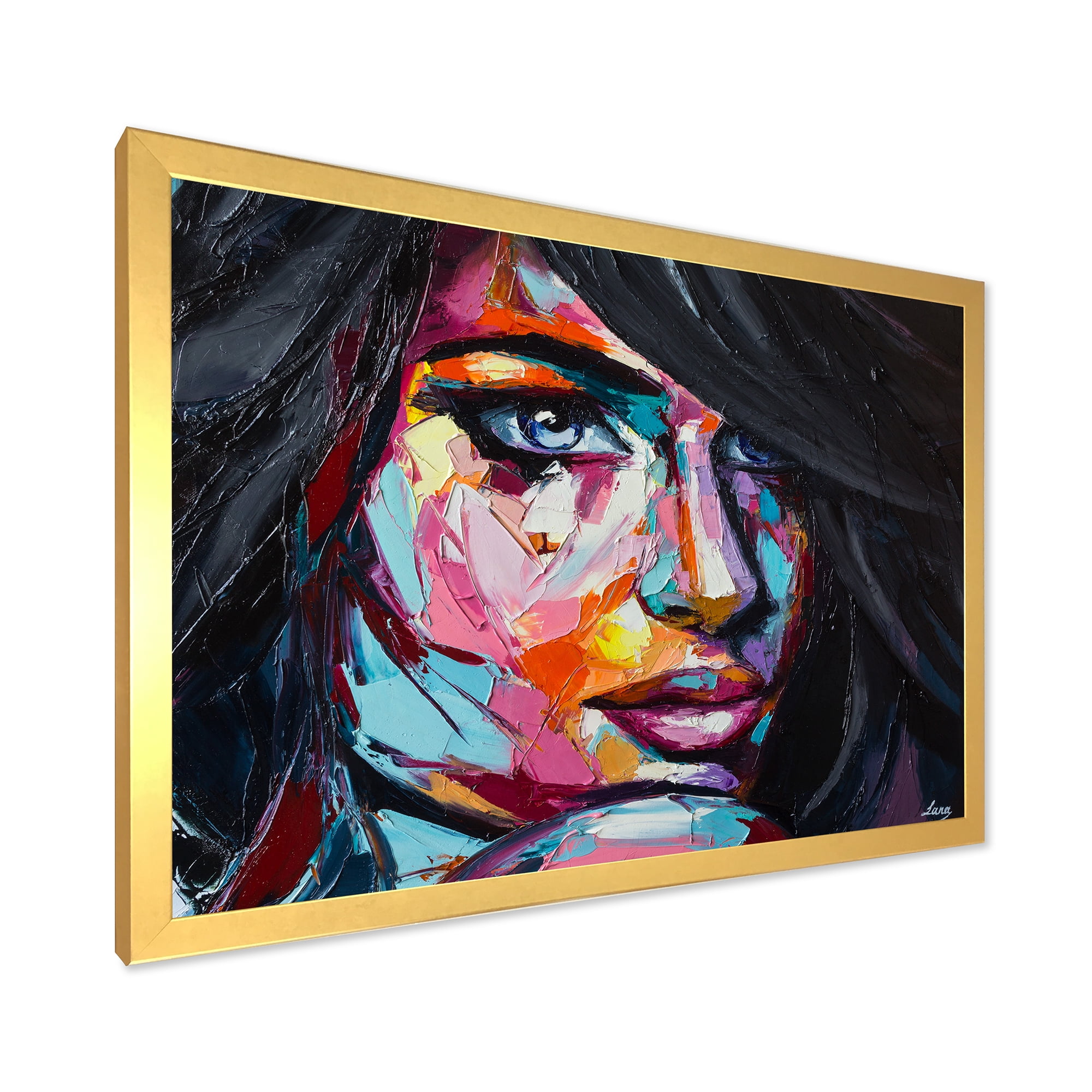 Designart 'Abstract Colorful Fantasy Portrait Of A Young Woman II' Modern Framed Art Print