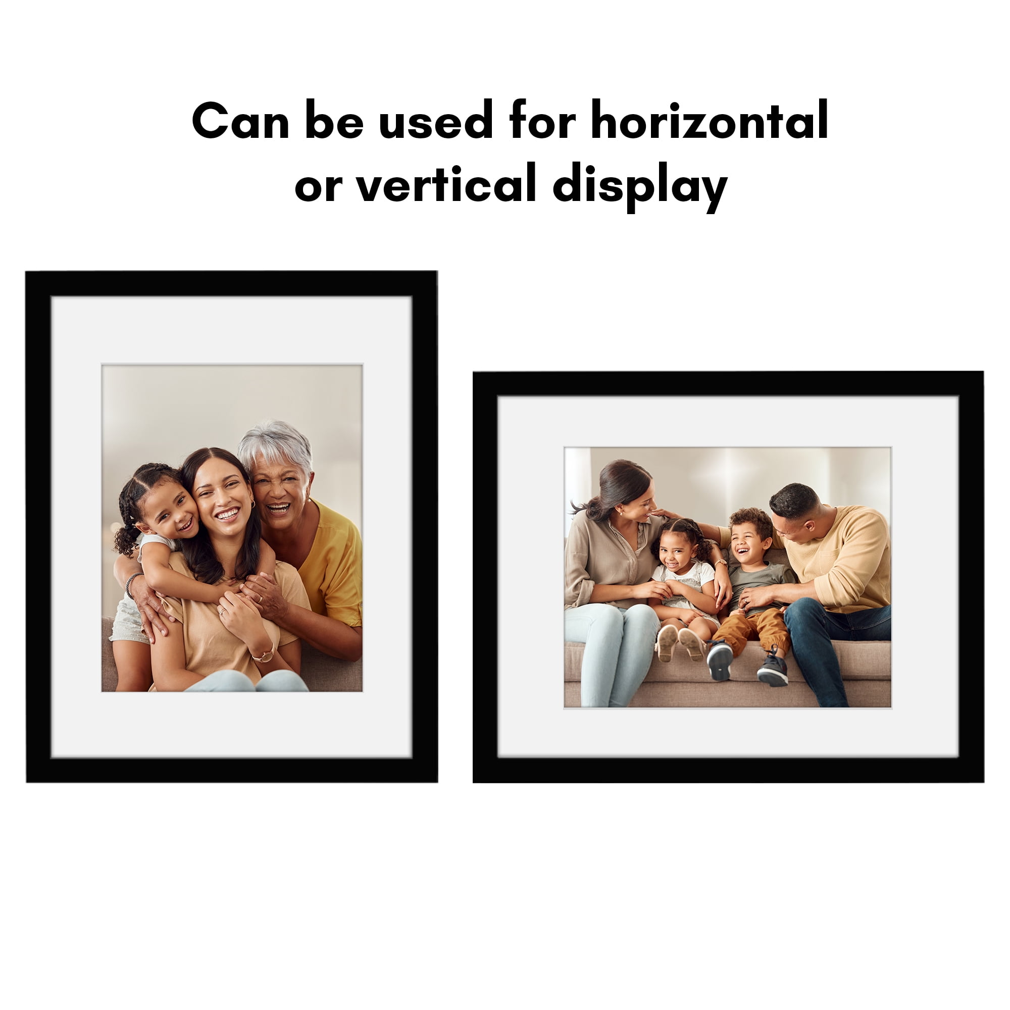 Americanflat 11x14 Picture Frame with Shatter-Resistant Glass with 8x10 Mat Display Photo Signature - Black