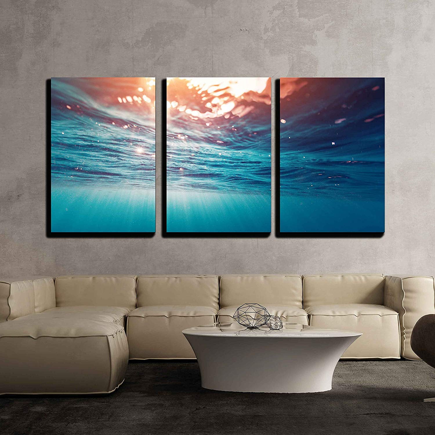 Wall26 3 Piece Canvas Wall Art Underwater View of The Sea Surface