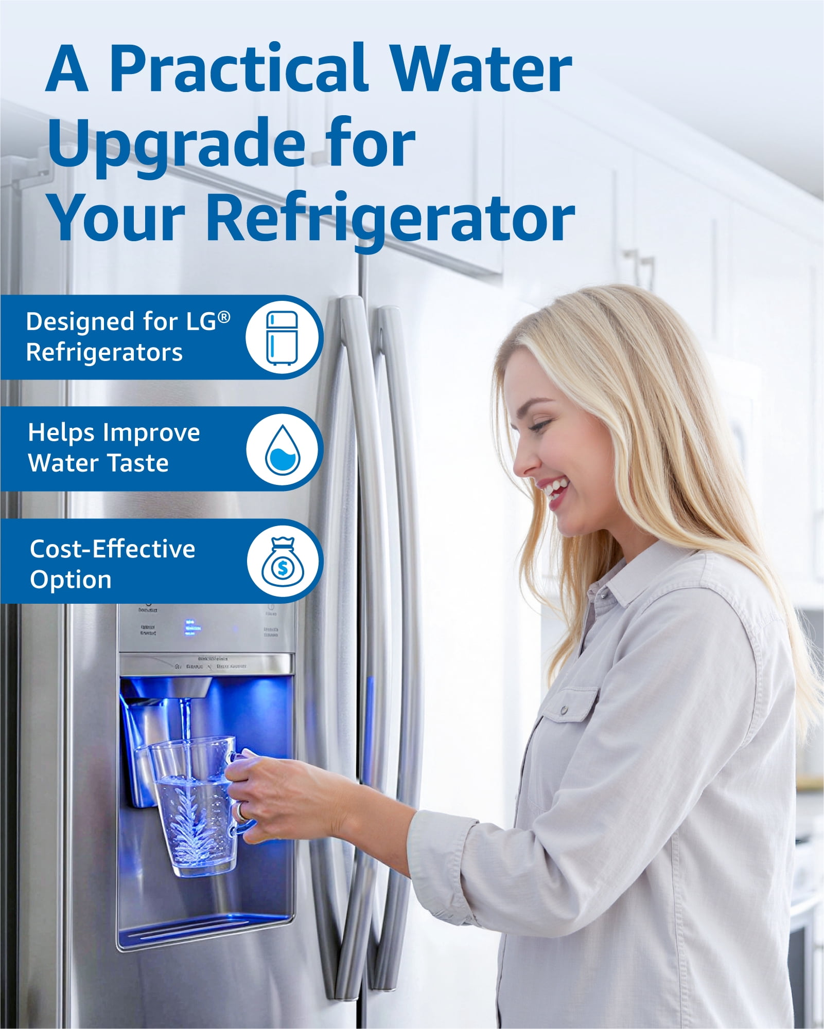 Filterlogic ADQ73613401 Refrigerator Water Filter, Replacement for LG® LT800P®, LT800PC, ADQ736134, ADQ73613402, LSXS26326S, LSXS26366S, LMXS30776S, LSXS26366D, LMXC23746S, 46-9490, 469490, Pack of 6