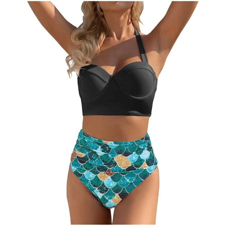 Womens Bikini Sets Bikini Set Swimsuit Two Piece Filled Swimwear With Underwire Printing Beachwear