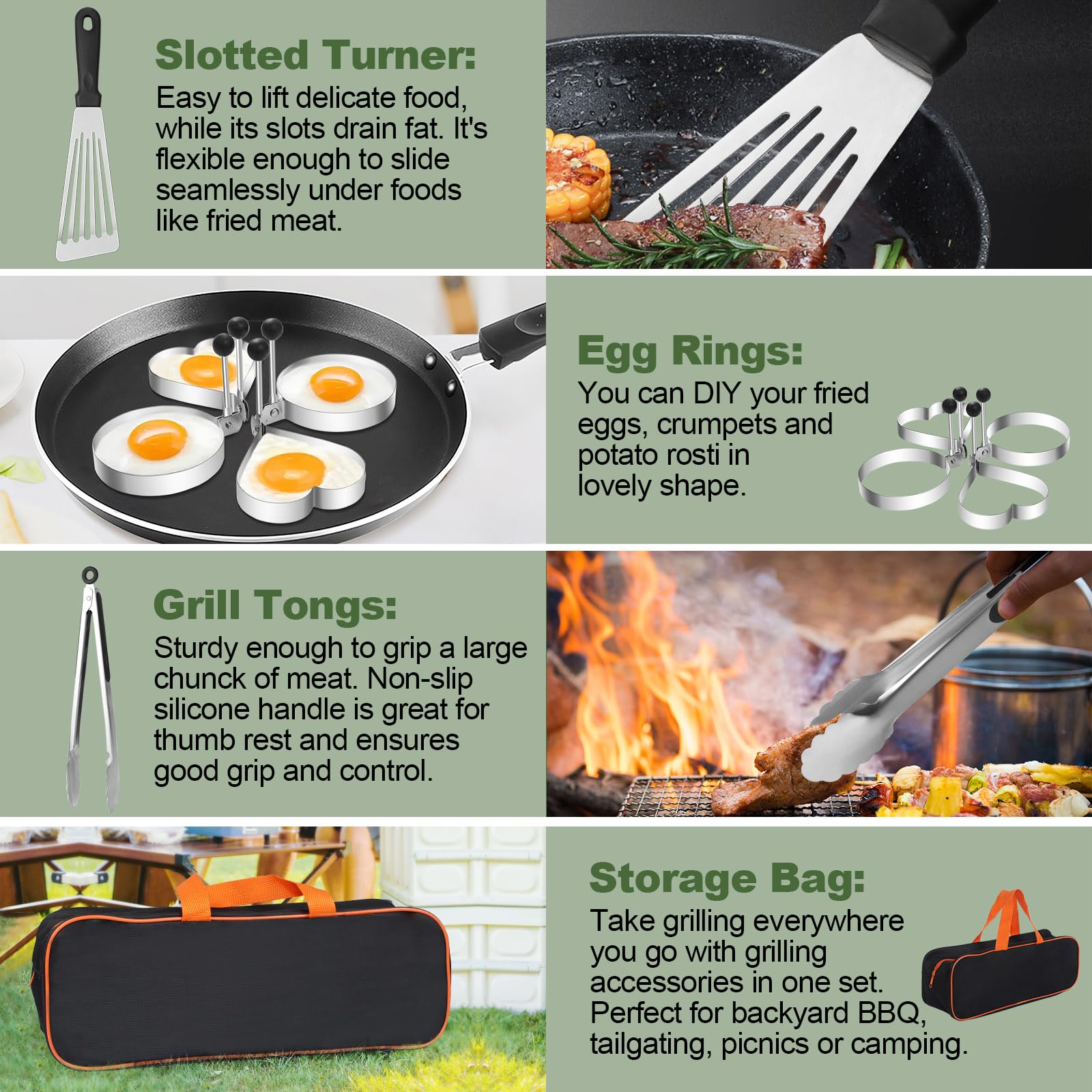 Mibote 30-Piece Stainless Steel Griddle Tool Kit with Storage Bag photo 7
