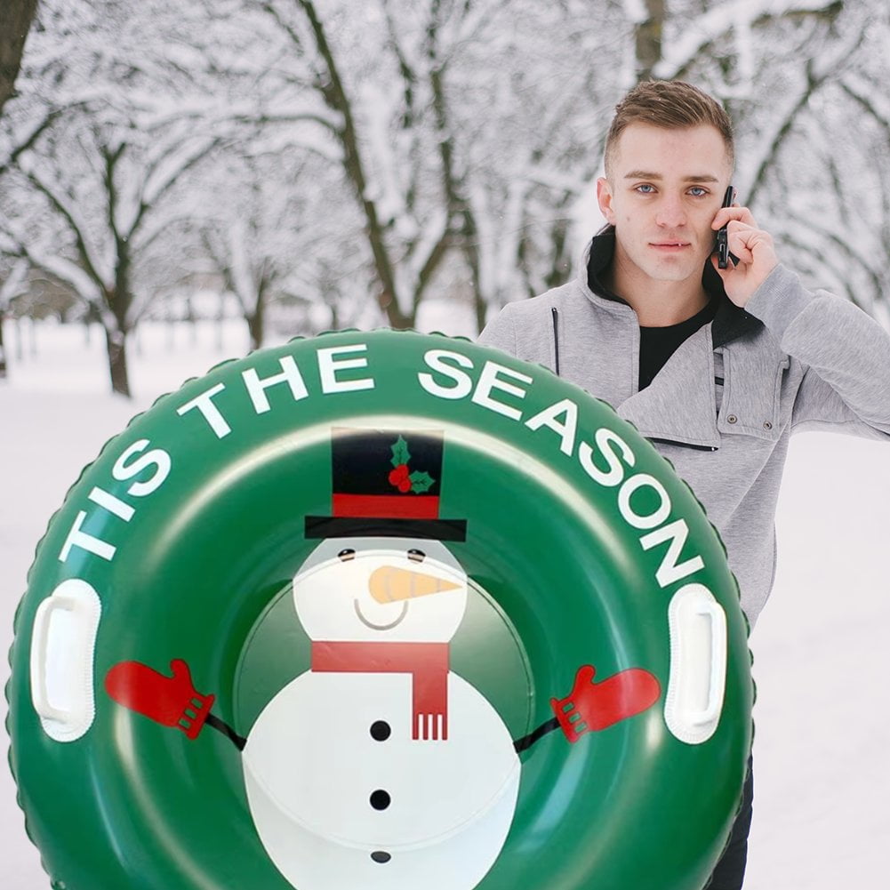 Snow Tube, Inflatable Snow Sled for Kids and Adult, Thickened Heavy Duty Hard Bottom Sleds for Snow, Winter Toys for Outdoor Sledding Snow Sports