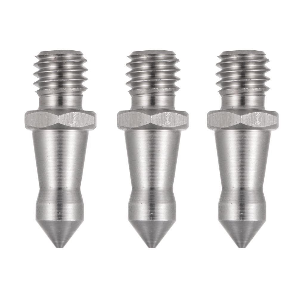 Foto&Tech Stainless Steel 3/8' Foot Spikes Compatible with Andoer Benro Gitzo Induro Kingjoy Manfrotto Weifeng RRS 3/8'-16 Threaded Tripod Monopod for Use on Softer Looser Terrain 12mm x 33mm (3 PCS)