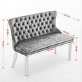 thumbnail image 4 of Modern Velvet Double Dining Loveseat Bench, 2 - Seat Tufted Wingback Bench with Handmade Buttons, Gold - Plated Steel Legs, Upholstered Armless Dining & Living Room Seating, 4 of 11