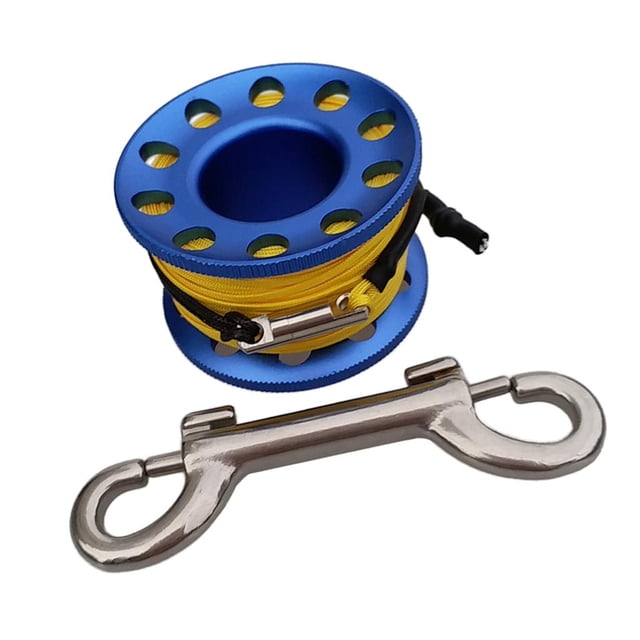Professional Scuba Diving Finger Spool Reel Line, 15M Compact Snorkeling Dive Blue