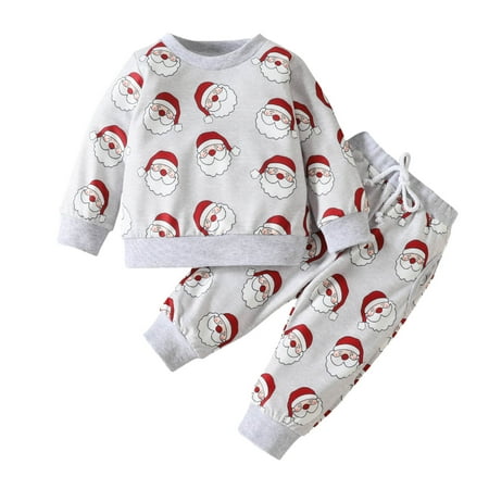 

TAIAOJING Toddler Girls Fall Outfits Baby Boys Matching Christmas Prints Clothes Top T Shirt Pants Winter Outfits 2-3 Years