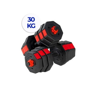 Set 30 Kg Mancuernas Ajustables + Barra De Unión