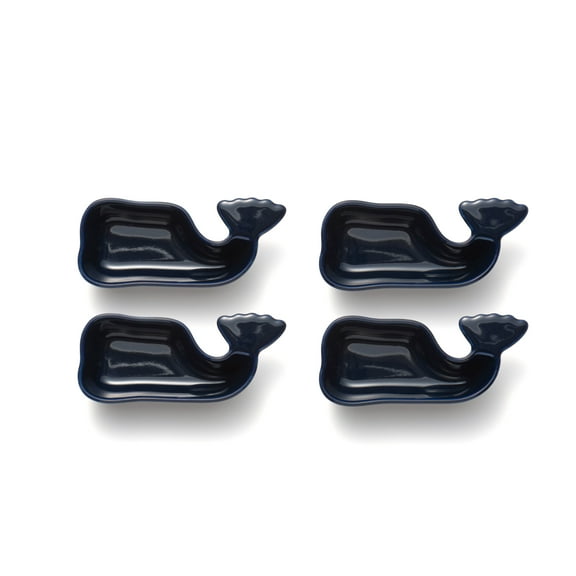 Nantucket Ceramic Whale Condiment Cups, Set of 4, Blue, 3" x 2" x "2"