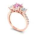 thumbnail image 2 of 1.97 ct Round Cut Simulated Pink Diamond 3 Stone 18K Rose Gold Womens Engagement Ring, 2 of 5