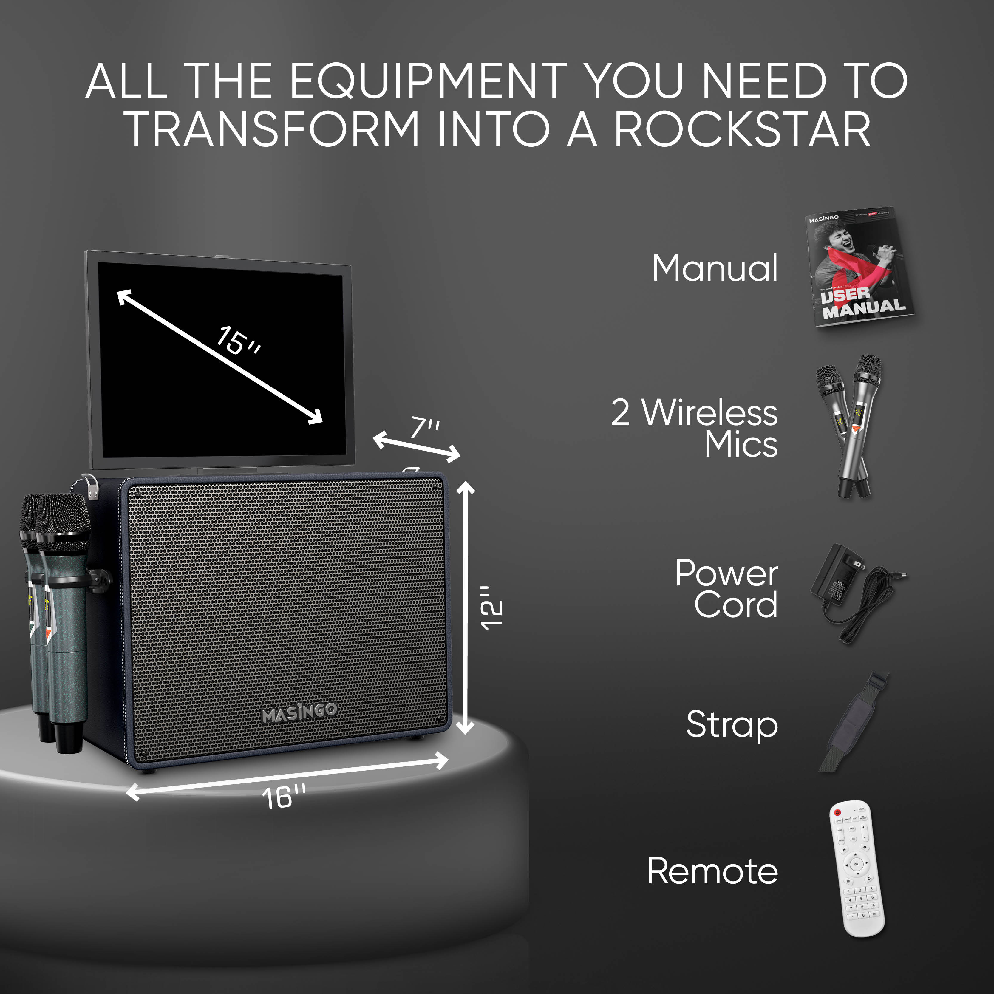 Buy MASINGO 2023 Professional Karaoke Machine with Lyrics Display