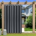 thumbnail image 3 of Outdoor Curtains Waterproof - Sun Blocking Curtains Heavy Duty Vertical Blind Grommet Shades for Garage Patio Door Window Porch Pergola, W 100 inches x L 84 inches, Gray, 2 Panel, 3 of 10