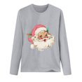 thumbnail image 4 of larppty Christmas Shirt for Women Novelty Pink Santa Xmas Graphic Long Sleeve Holiday Pullover Tops (Light Gray, XL), 4 of 8