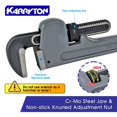thumbnail image 3 of Llave para tubos KARRYTON de aluminio de 60 cm, ajustable con apertura de mordaza de 4 cm, 3 of 7