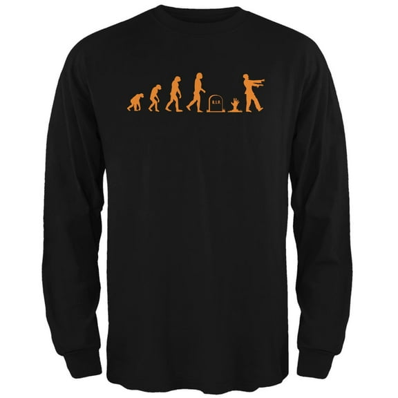 Halloween Zombie Evolution Black Adult Long Sleeve T-Shirt - Small