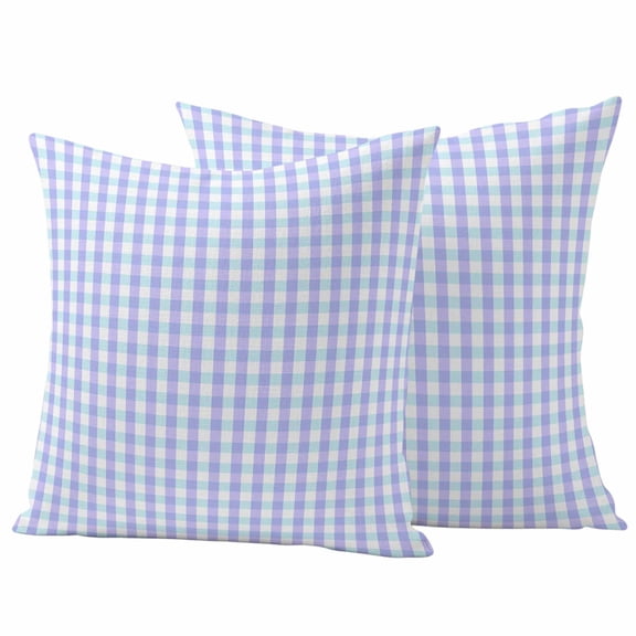 Outdoor Waterproof Pillow Covers Blue Gingham Check Decorative Throw Pillow Protectors,Pillowcase Cushion Cases for Patio Sofa Garden Couch,16x16in,Pack of 2