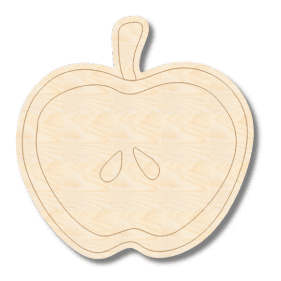 Unfinished Wood Etched Half Apple Shape 24" / 1/4"