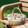 thumbnail image 6 of Wicker Picnic Basket With Removable Liner, Empty Picnic Baskets With Lid, Vintage-Style Picnic Hamper With Folding Woven Handle For Picnic, Camping, Outdoor, Halloween, Thanks Giving, Birthday, 6 of 6