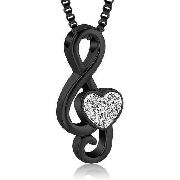 Crystal Music Note Urn Necklace for Ashes Stainless Steel Necklace Urn Cremation Memorial Ashes Holder Keepsake