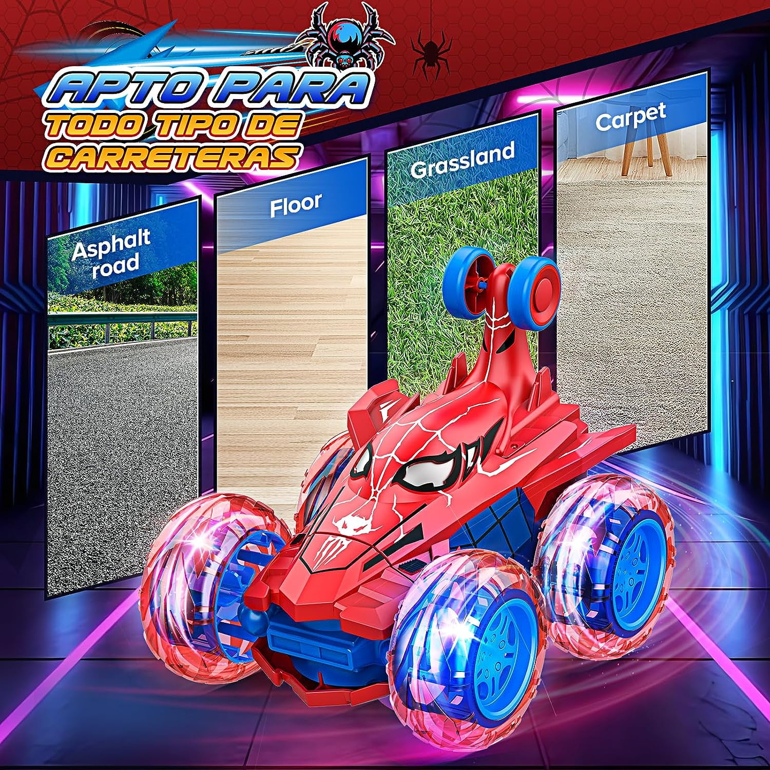 Remote Control Car for Kids, RC Car Toys for Boys Age 3-10, Charging Remote Control Stunt Cars with 360 Flips 4WD Wheel Lights for Birthday Gift