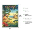 thumbnail image 2 of Aloha - Hawaii - Hula Dancer with Ukulele - Vintage Hawaiian Travel Poster by Kerne Erickson - Master Art Print 10in x 14in, 2 of 4