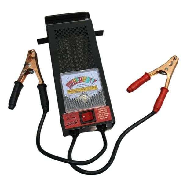 Probador de carga de batería automotriz, probador de voltaje profesional para garaje doméstico, caja de Metal portátil con pinzas de