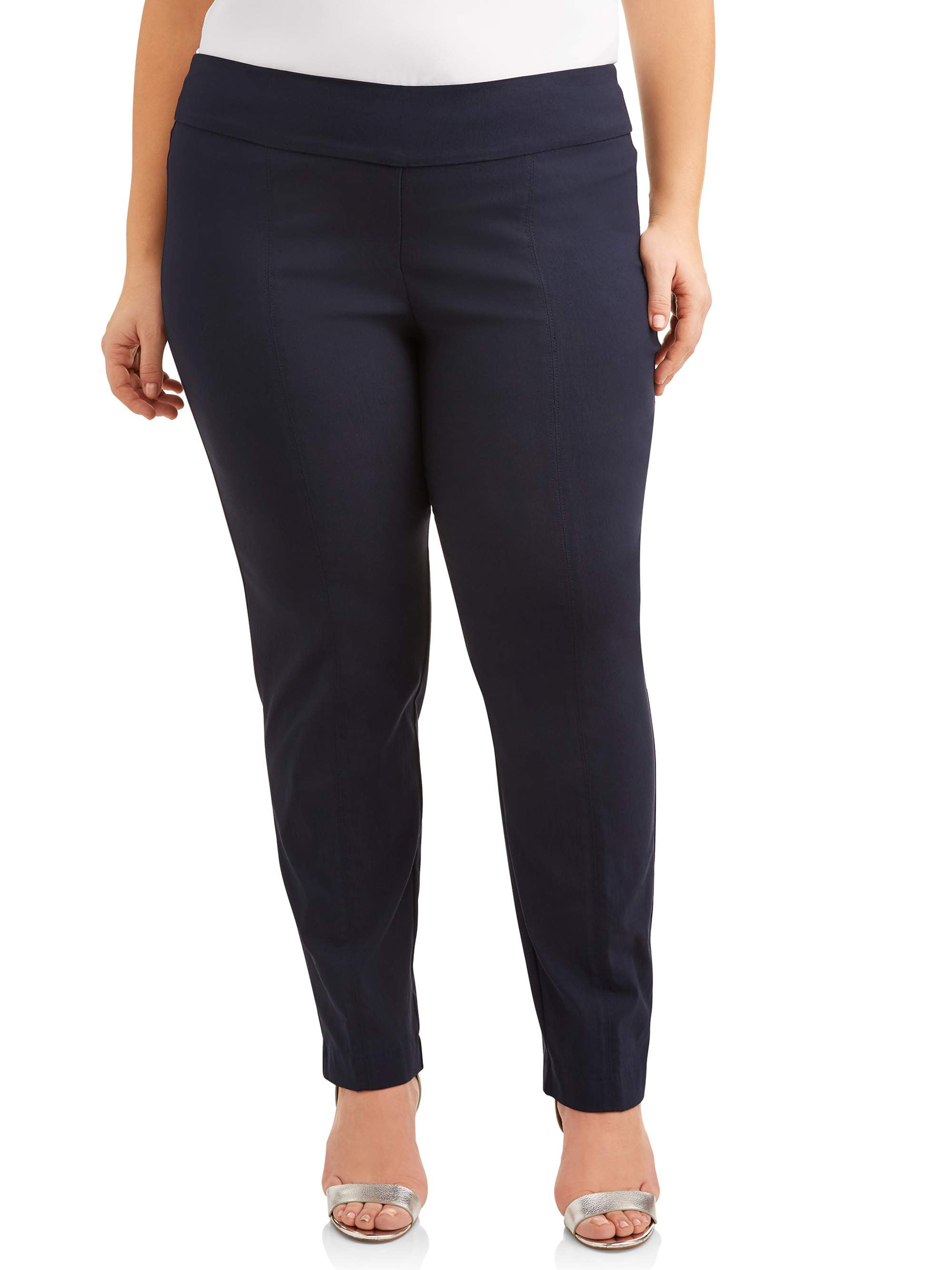 Women's Plus Size Pull On Career Pant with Tummy Control - Walmart.com