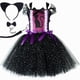 thumbnail image 3 of Disfraz de gato negro con purpurina para niñas, vestido de tul con tutú elegante para fiesta de cumpleaños de carnaval, disfraces de gatitos y animales para Halloween para niños pequeños, 3 of 5