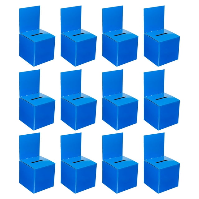 Unique Bargains Ballot Box 6'x6'x6' Raffle Box with Removable Header Board Suggestion Box Cardboard Box Blue 12Pack