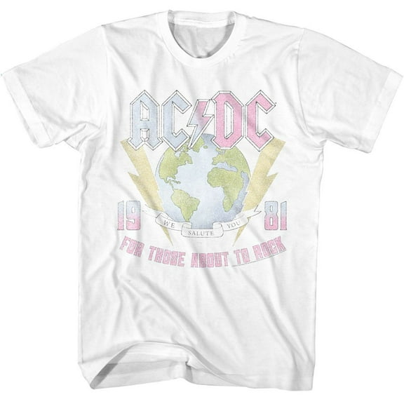 AC/DC Earth For Those About To Rock White Adult T-Shirt 2Xl