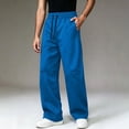 thumbnail image 2 of Mens Casual Sweatpants Solid Color Drawstring Elastic Waist Straight Leg Trousers Relaxed Fit Workout Pants, 2 of 9