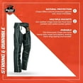 thumbnail image 4 of Daniel Smart Motorcycle Leather Chaps Grommet Detailing All Season Women’s Biker Pant with Customizable fit and Carry Pocket, 4 of 7