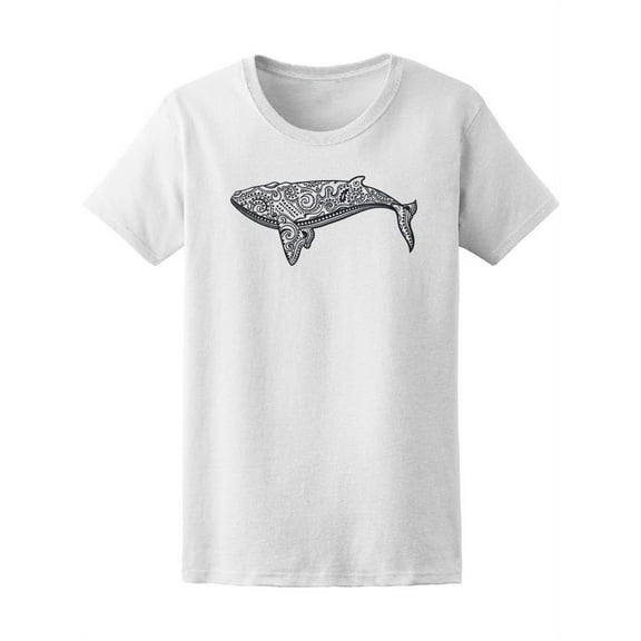 Blue Tribal Whale Mandala T-Shirt Women -Image by Shutterstock, Female XX-Large