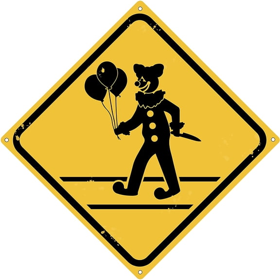 Killer Clown Crossing 12" x 12" Tin Road Sign Halloween Theme Home Decor
