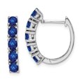 thumbnail image 1 of 925 Sterling Silver Sapphire Hinged Hoop Earrings, 1 of 6