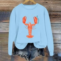 Women's Casual Long Sleeve Sweatshirts Lobster Printed Crew Neck Pullover Comfy Tops Fall Fashion Outfits Winter Clothes 2025