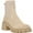 Beige, variant on Womens Lug Sole Platform Elastic Slip On Casual Chunky Block Heel Ankle Boots