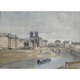 thumbnail image 2 of Jean-Baptiste-Camille Corot 24x18 Black Ornate Framed Double Matted Museum Art Print Titled: The Quai Des Orfevres and Le Pont Saint Michel (1833), 2 of 5