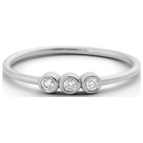 0.10 Ct Solitaire Round Natural Moissanite Diamond Engagement Rings For Ladies Fine 14K White Gold