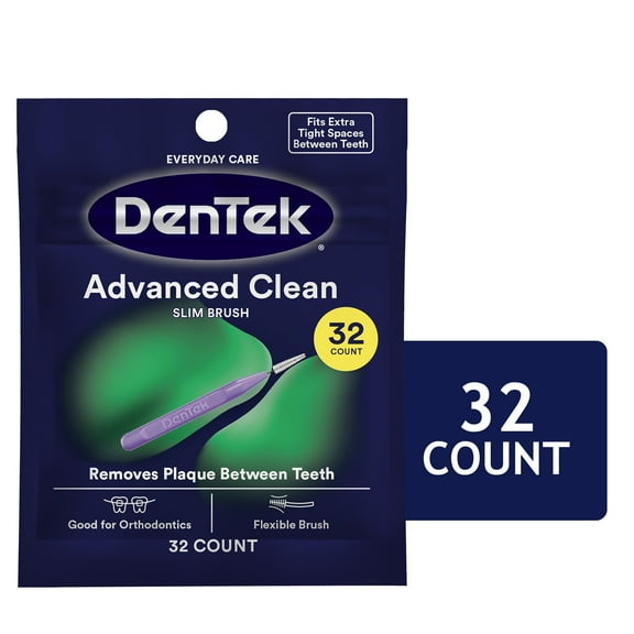 DenTek Slim Brush Advanced Clean Interdental Cleaners, Tight, 32 Count