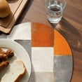 thumbnail image 3 of Burnt Orange Round 15 Inch Placemats Set of 8, Grey Modern Abstract Art Oil Painting Geometric HeatResistant Non Slip Place Mats for Dining Table, Wipeable Braided Kitchen Table Mats for Housewarming, 3 of 9