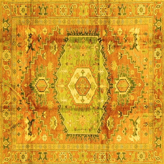 Ahgly Company Indoor Square Abstract Yellow Modern Area Rugs, 5' Square