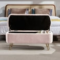 thumbnail image 3 of Storage Ottoman Bench,End of Bed Bench with Large Storage Space and Metal Legs,Upholstered Entryway Bench for Living Room Bedroom End of Bed Entryway,Pink, 3 of 5