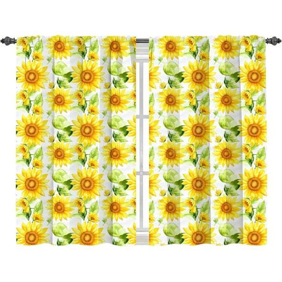 Sunflower Kitchen Curtains Cafe Curtains for Bathroom Dining Room Living Room Pocket Window Drapes 2 Panels Set 28"x36"