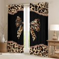 thumbnail image 2 of Homewish Girls Vintage Ribbon Black Out Curtains, Brown Leopard Print Bowknot Curtains Pack of 2 (42x63 Each), Old Fashion Bedroom Curtains, Blackout Curtains Home Decor, 2 of 6