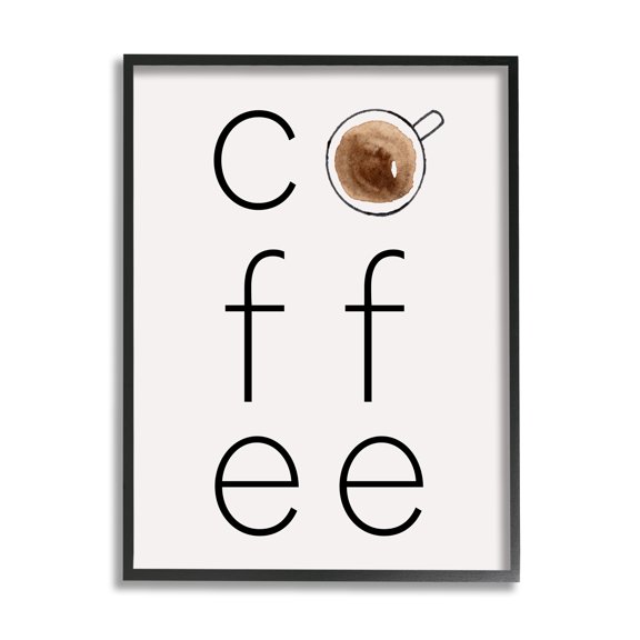 Stupell Industries Coffee Text & Mug Food & Beverage Painting Black Framed Art Print Wall Art, 11 x 14