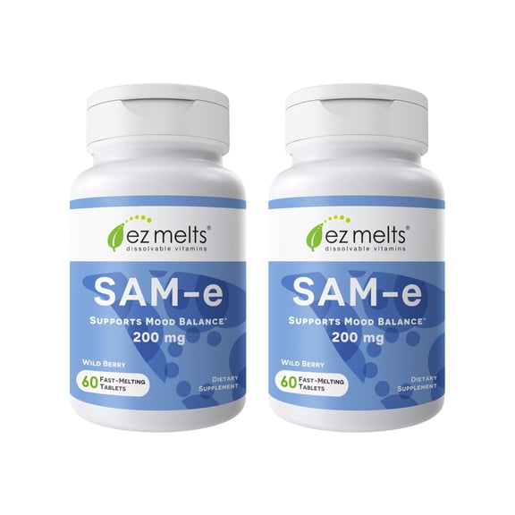 EZ Melts Dissolvable SAM-e Supplement 200 mg, Sugar-Free, 1-Month Supply - 2 Pack
