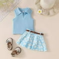 thumbnail image 2 of Baby Sleeveless Temperament Blouse Pleated Skirt And Belt For Girls Baby Pullover Three Sets, 2 of 8