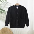 thumbnail image 2 of KAUOD Girls Button Down Knit Cardigan Tops with Pockets Long Sleeve Open Front Sweater Kids Plain Soft Fall Coats Clothes, 2 of 7